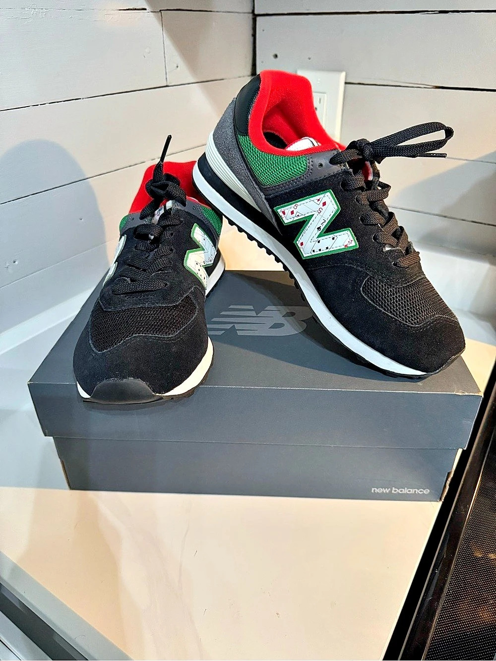 NWT New Balance 574 Playing Card - Black Varsity Green Playing Card Men's Sneake